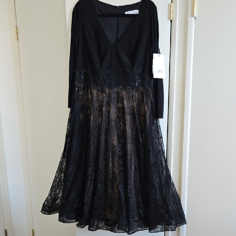 Mac Duggal Black Long Sleeve Lace Dress